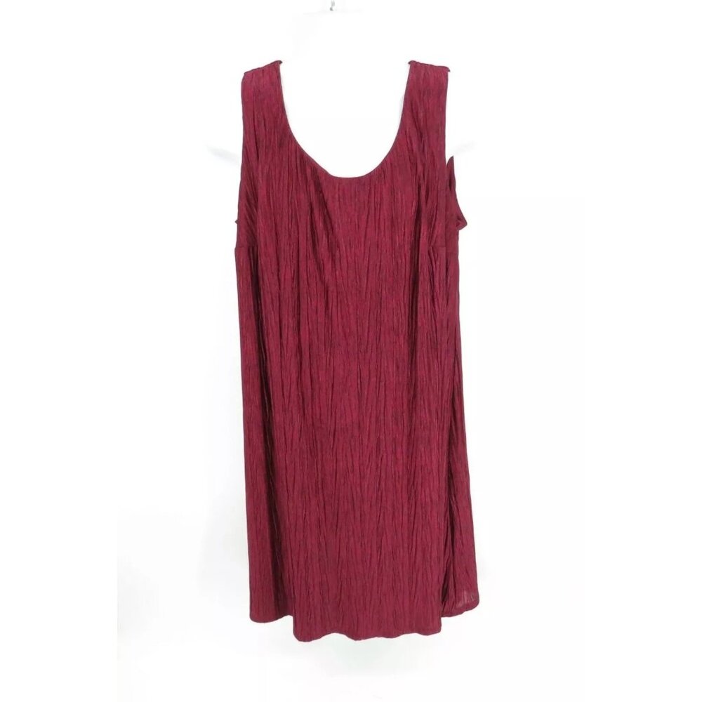 R & M Richards Wine Dress 16W Sleeveless Textured Crinkle Design NWOT
